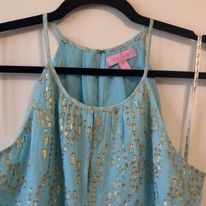 NWOT! Lilly Pulitzer SILK Aqua Blue and Gold Mermaid Camisole
